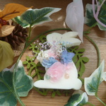 ピンク＆ブルー紫陽花のうさぎアロマワックスサシェ