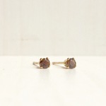 14kgf　‘スモーキークォーツ　3ｍｍ　‘　シンプル　一粒ピアス　