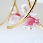 バラの花びら&リボンリングピアス/イヤリング