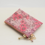 LIBERTY　Gloria Flowers　グロリアフラワーズ　ピンク系　ビニコの中布・仕切りポケット付きminiポーチ  ◆　コインケース・小物入れに♪ 