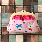 ⁂閉店セール⁂ふかふか！がまぐちポシェット＊ハニーチューン昭和レトロアニマルズ  スカラップ ピンク＊