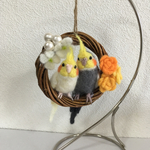 ※専用ページです※hori8ka23様ご依頼、オカメインコの小さなリースです♪羊毛フェルト