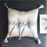 tassel ring pillow 'blue' :アンティークブルーのタッセルリングピロー