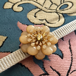 【SALE】エナメルブラスフラワーの帯留め　（ライトブラウン）