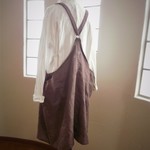 ココア色　麻　リネン　エプロンワンピース　チュニックエプロン　