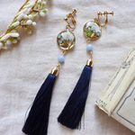 Flowerさらさらタッセル【ネイビー】