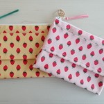 ポケットティッシュポーチ　* イチゴ　 yellow & pink 
