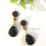 3点限定500円☆洋梨(ブラック)☆チェコメロンボルドーのピアス/イヤリング