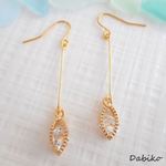 K16煌めくジルコニア雫のピアス/イヤリング✨高品質ジルコニア使用✨秋のお洒落に