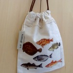 あつまれ！魚たち。ちっちゃい巾着袋 ポーチ デコパージュ 