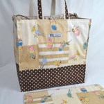 puu2017様オーダー分＜もっと＊ことり＞インコ柄キャリーバッグ（ベージュ）HOEIハートフルキャリ―用　通院バッグ