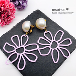 新作⭐︎大ぶり Flower＊パール イヤリング/ピアス  milky purple