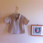 リネンのスタンドカラーシャツ  size100
