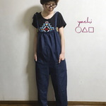 お値下げ★yachi original design★肩紐リボンのデニムサロペット