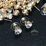 【40個】6mm　558#ストーンピアス+ 下向き防止キャッチ付き/カン付き クリスタル