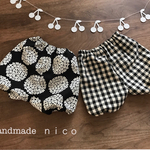 ☪✨２枚セット✨☪かぼちゃパンツ  コットン アジサイ＆ギンガムブラックチェック80