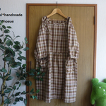 SALE*(L)モカブラウンチェックワンピース
