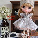 ＊バタフライ袖グレーワンピース＊ブルー＊８点セット＊ blythe outfit＊ブライス ＊
