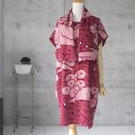 笹に花模様の総絞り/チュニック/ワンピース/着物リメイク