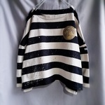 手描き　しましま月の満ち欠けバスクシャツ　woman