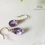 【再販】K10YG*宝石質ピンクアメジスト*一粒ピアス