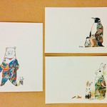 親子シリーズ/ぺんぎん・うさぎ・くま　ハガキ　ポストカード/3枚set