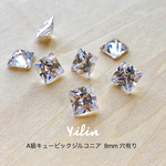 3個入り☆スクエア型♪穴有り☆8x8mm☆A級キュービックジルコニア☆再販