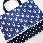 みずたまうさぎのレッスンバッグ☆ネイビー☆