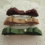 ♡100突破記念sale・キュートなリボンバレッタ・パール添え