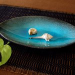 青の洞窟　楕円皿