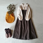 【再販10】リネンキャミソールワンピース　裏付き　chocolate