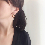 〔秋色〕べっこうとコットンパールピアス/イヤリング〔8mmパール〕