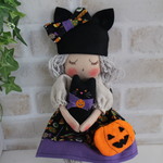 猫耳さんと黒猫ちゃんのハロウィン（パープル）