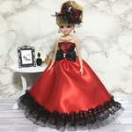 【送料無料】リカちゃん♡ドレス♡赤×黒レース