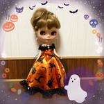 ブライス　リカちゃん  プーリップ  ハロウィン  ドレス  オレンジ