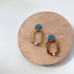 《一点物》べっ甲 blue Point ピアスorイヤリング　