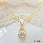 K16煌くジルコニア 雫のシンプルネックレス💕高品質ジルコニア使用✨秋のお洒落に