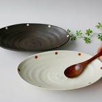 ペア楕円ボウル（クリーム&こげ茶）
