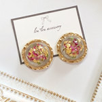 秋色♡メタル×ドライフラワー  ピアス
