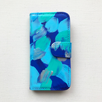 【iPhone5/5s/SE】「アイリス」手描きiPhoneケース（青）