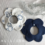 ☁︎蝶々とリースの刺繍×デニム☁︎リバーシブルもくもくスタイ☁︎