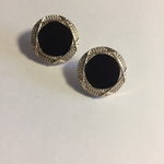 2684 インポート 古いボタン 25mm×2個  ブラック×シルバー