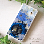 iPhone7/8用手帳型♥️ブルーガーベラ♥️押し花ケース