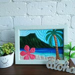 ハワイアンキルト≪Everlasting Summer~Plumeria&Palm tree🌴~≫フレーム入り  