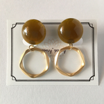 ドイツ製カボション＊メタルリング　樹脂ノンホールピアス