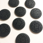 5個 30mm ウッドチャーム ラウンド　ブラック