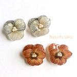秋色パンジーピアス×イヤリング