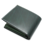 ボタンポケットの２つ折り財布（カラー：Green × Green）