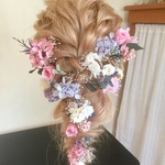 ドライフラワー髪飾りピンクばら ＊結婚式 二次会 パーティ 成人式 卒業式  前撮りなどに ＊ドレスにも着物にも