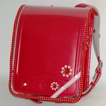 水玉☆赤☆レザーモチーフ☆透明ランドセルカバー☆防汚